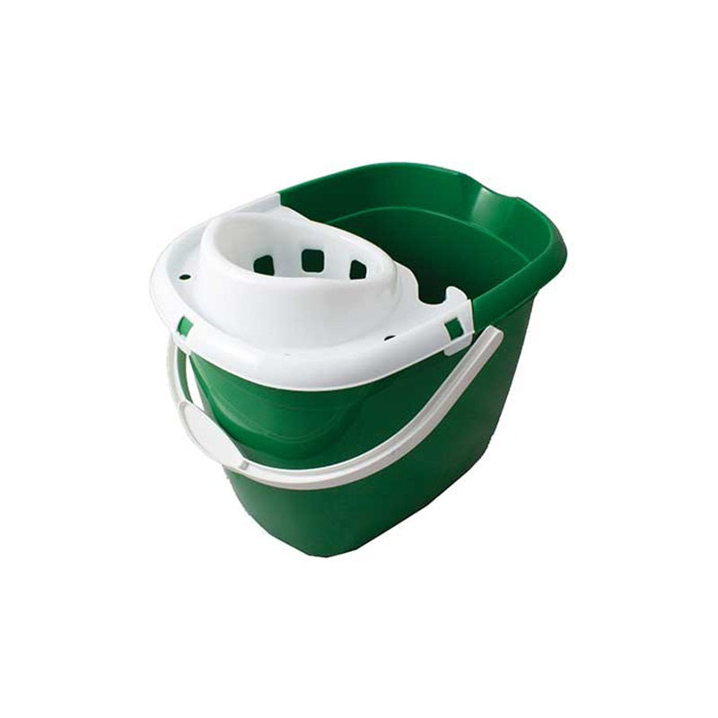 Mop Bucket c/w Strain Plastic - Green - 14L