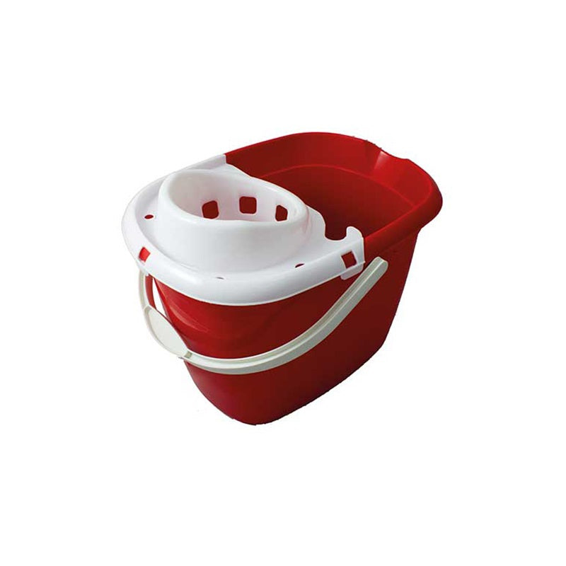Mop Bucket c/w Strain Plastic - Red - 14L