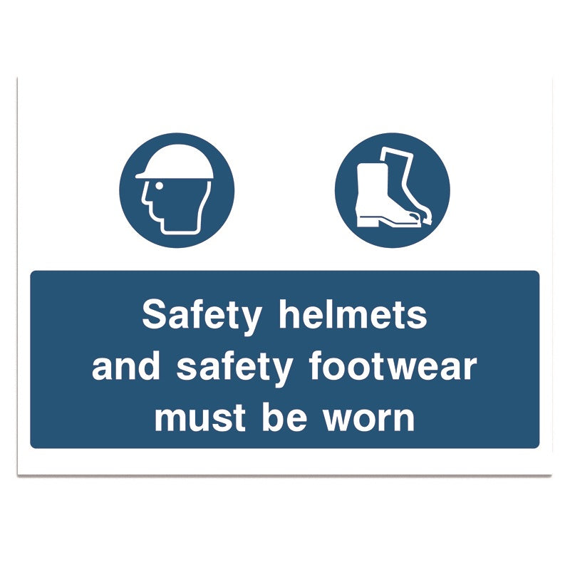 Safety Helmets And Safety Footwear Must Be Worn - 3mm Foamex (200x300)
