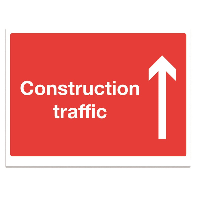 Red Construction Traffic Up - 3mm Foamex (300x200)