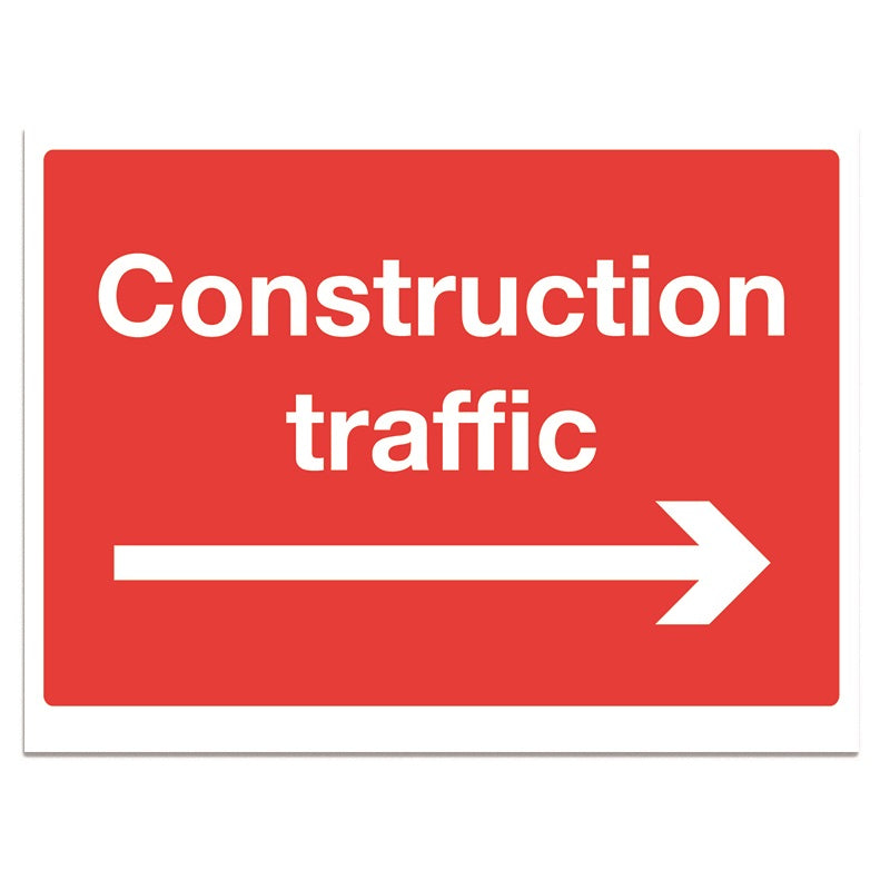 Red Construction Traffic Right - 1mm Foamex (300x200)