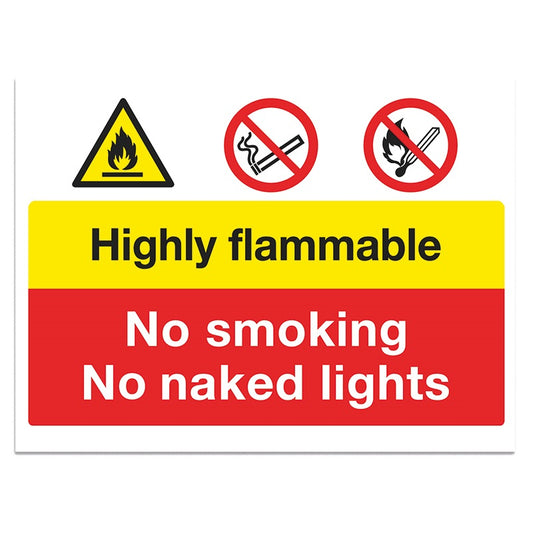 Highly Flammable No Smoking No Naked Lights - 3mm Foamex (300x200)